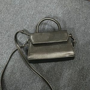 Small black snakeskin shoulder bag